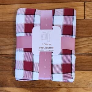 Soma Cool Nights Red LS and White Plaid Pajama Set NWT Size Small